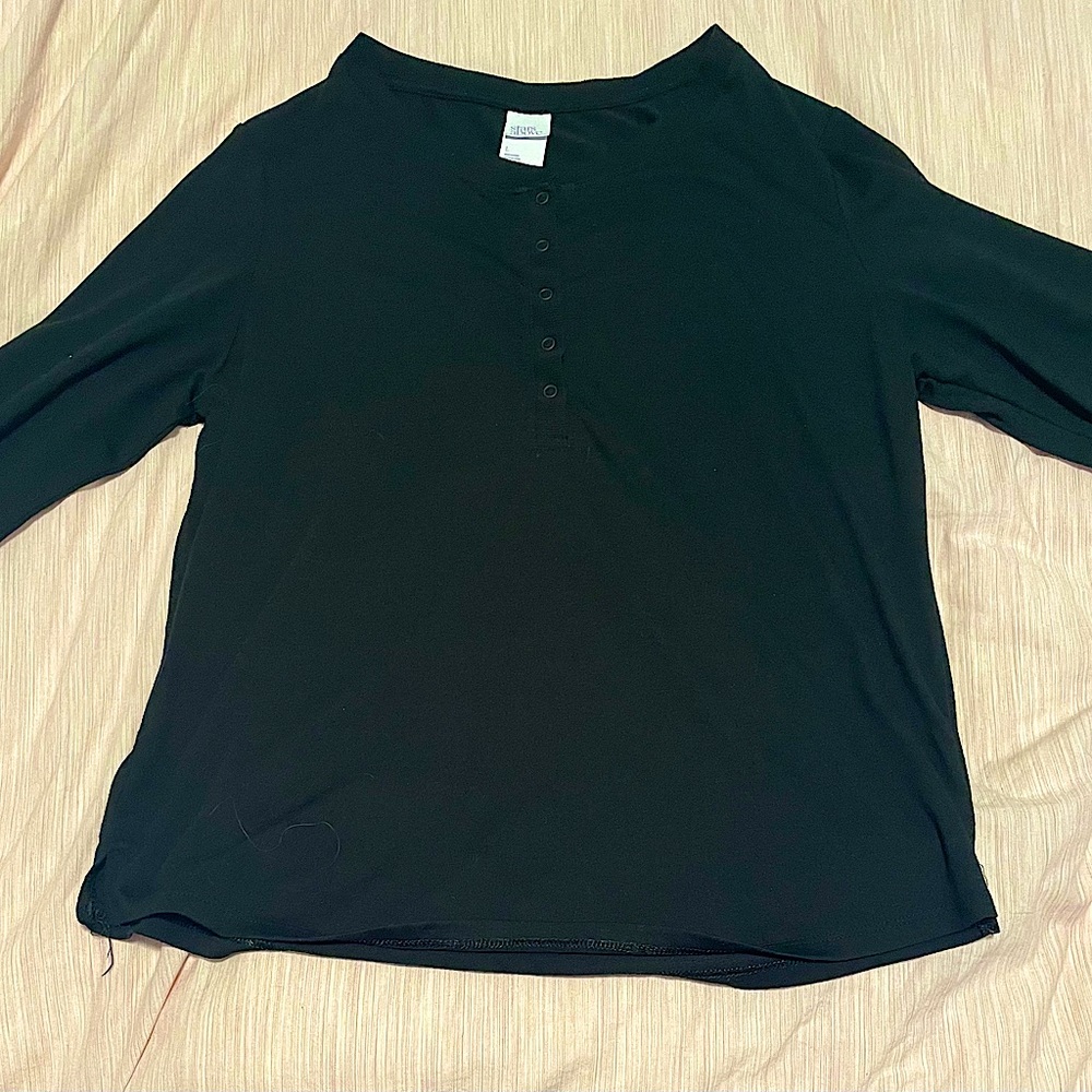 Stars above black long sleeve pj shirt